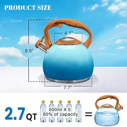 GGC Whistling Tea Kettle for Stove Top, 3.2QT/3L Stainless Steel Tea Kettle - Image 2