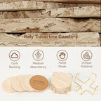 Travertine Marble Coaster Set of 8 with Holder, Neutral Beige Stone - Image 3