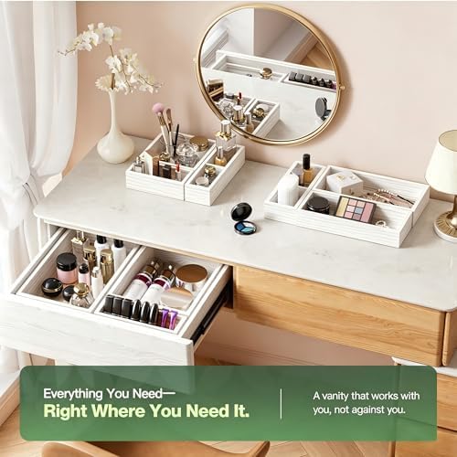 9-Pack Solid Wood Junk Drawer Organizer, Modular Desk Drawer Tray & Accessories with Non-Slip Pad, Multi-Use for Kitchen, Office, Bedroom Dresser, Utensil, Makeup, Stationery, Tea Bags & Coffee Pod - Image 7