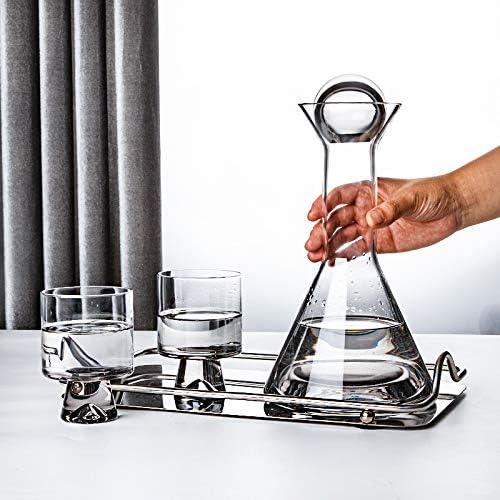 Water Pitcher Water Jug and Glass Set,Crystal Wine Glasses Cup Set Bar Accessories,Nordic Light Luxury Cold Kettle Wine Milk Bottle Water Jug(Gris) - Image 3