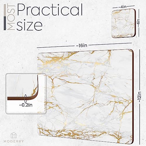 Set of 4 Heat Resistant Cork Placemats for Dining Table with Free Set of 4 Matching Drink Coasters Marble Design 16 x 12 Inches Cork Backed Hard Placemats (Foiled Gold) - Image 7