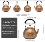 YJX Copper Tea Kettle For Stovetop, Japanese Style Non-Coating Pure Copper Teapot with Stainless Steel Infuser For Loose Tea, Large and Solid Tea Pot For 3-7 Cups (2000ml) - Image 5