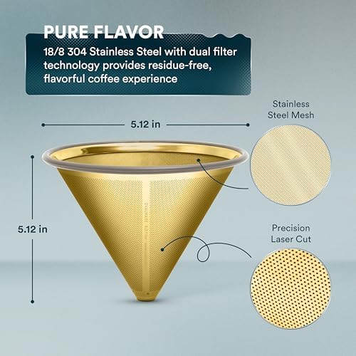 OVALWARE Titanuim Gold Stainless Steel Coffee Filter with Cold Brew Maker 1.5L - Image 2