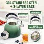 2.5 Qt Whistling Tea Kettle for Stovetop, Green - Image 4