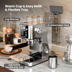 Kismile 20 Bar Espresso Machine,Milk Frother, LED Display, Stainless Steel - Image 5