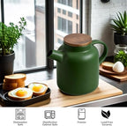 Yundu 1500ml / 50 oz Ceramic Teapot with Infuser & Wood Lid - Matte Green, Loose Leaf Tea Pot with Removable Strainer, Large Capacity - Image 5