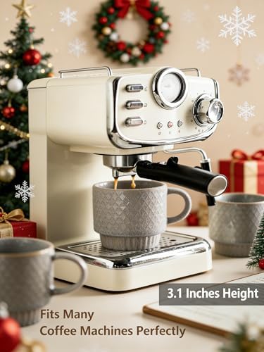 Gomakren Stackable Coffee Mugs Set of 4 Coffee Cups with Stand, Light Gray - Image 2