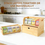 3-Layer Stackable Bamboo Tea Bag Organizer with Drawer, No-Tool Assembly Tea Organizers and Storage Holder for Countertop, Cabinet, Office, Kitchen, Pantry - Image 5