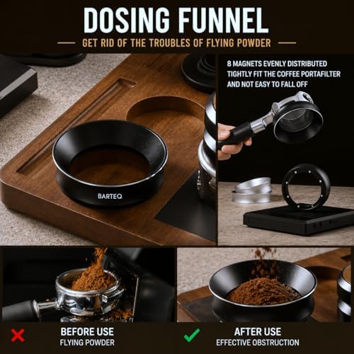 53.3mm Premium Professional Barista Kit 4-in-1: Double Spring Loaded Self-Leveling Espresso Tamper with WDT Tool, Dosing Funnel & Anti-Slip Base. Anodized Aluminum for 53mm - 54mm Portafilters. - Image 6