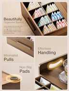 TINAMO Acacia Wooden Tea Box Organizer with Drawer for Countertop Display - Image 3