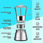 Moka Induction Stovetop Espresso Maker Italian Coffee Maker Glass-Top & Stainless Steel Espresso Moka Pot,Classic Italian Coffee Maker, 240Ml - Image 4