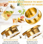 100oz / 3L Circular Glass Pitcher with Lid, Vertical Striped Circular Pitcher with Handle,Golden Teapot Lid, Extra Large Capacity, Heat Resistant Material, Ideal for Hot and Cold Beverages - Image 3