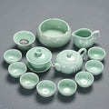 Chinese celadon exquisite ceramic tea set kettle tea cup plastic tray porcelain tea set travel tea set best gifts-D (H) by Unknown