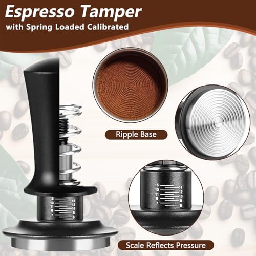 Espresso Accessories,6 PCS Espresso Machine Accessories Kit,Coffee Tamper Tools Set with Espresso Tamper,Coffee Tamping Mat,WDT Distribution Tool,Knock Box,Dosing Funnel and Puck Screen(54mm) - Image 4