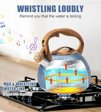 3.2Qt Stainless Steel Whistling Tea Kettle Stovetop, Blue - Image 3