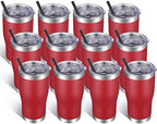 VEGOND 20oz Tumbler Stainless Steel Tumbler Cup with Lid And Straw Vacuum Insulated Double Wall Travel Coffee Mug(Brick Red 12 Pack) by VEGOND