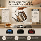 Gooseneck Stovetop Kettle 2L - 304 Stainless Steel Teapot with Removable Infuser and Top Handle for Gas Induction and Electric Stoves (1.5L) - Image 4