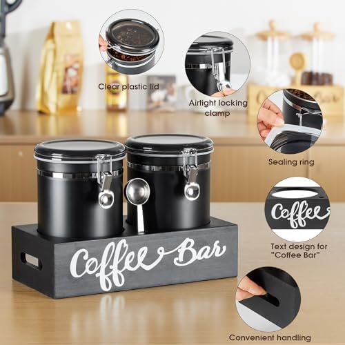 2×63OZ Stainless Steel Coffee Container with Shelf and Scoop for Coffee Bar - Image 4