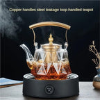 Glass Teapot 1L Glass Teapot With Removable Infuser Filterable Household Heat-resistant Steamed Tea Brewed Transparent for Loose Tea(Electroplating color) - Image 2
