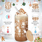 6 Pack Christmas Glass Cups Gifts, 16 oz Xmas Glass Tumbler, Fresh Style - Image 4