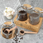 Glass Coffee Canister Set with Bamboo Shelf & Spoon - 2 Airtight Containers (47oz Each) for Coffee Beans, Ground Coffee, Sugar, Flour - Borosilicate Glass & Bamboo Lid with Silicone Seal - Image 6