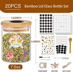 SLifeJars-Spice Jars with Label, 7.5 oz 20pcs Spice Containers Glass Jars with Bamboo Lids, Seasoning Containers Bottles,Airtight Empty Spice Jars for Spice Rack, Drawer,Cabinet,Pantry - Image 2