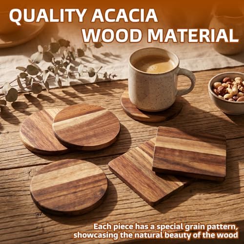 72 Pcs Unfinished Acacia Wood Coasters for Crafts, Round 4 Inch - Image 3