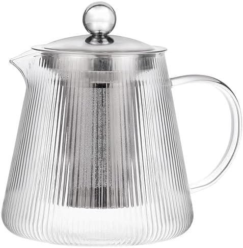 Cristel Darjeeling Collection Borosilicate Glass Teapot, 41 Ounces, With Stainless Steel Lid and Infuser by Cristel