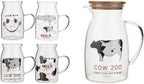 Water Pitcher Lovely Cow Glass Set One Pot Four Cups Five Piece Set Milk Cup Household Cold Water Kettle Ins Wind Cartoon Coffee Mugs Water Jug by Unknown
