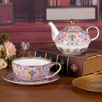 KAMMAK Tea for One Set, Ceramic Teapot, Bone China Tea Set, Cup and Saucer - Image 5