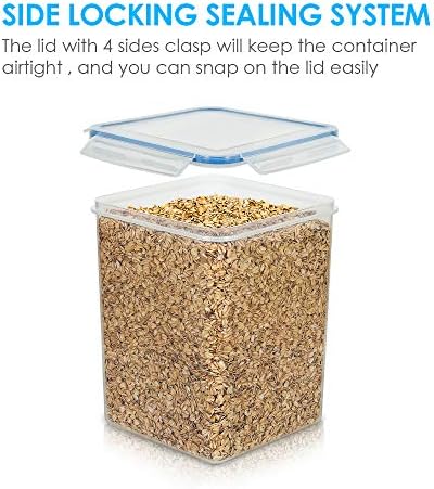 Vtopmart Large Food Storage Containers 5.2L / 175oz, 4 Pieces BPA Free Plastic Airtight Canisters for Flour, Sugar, Baking Supplies, Rice with Lids, 4 Measuring Cups and 24 Labels, Blue (Pack of 2) - Image 4