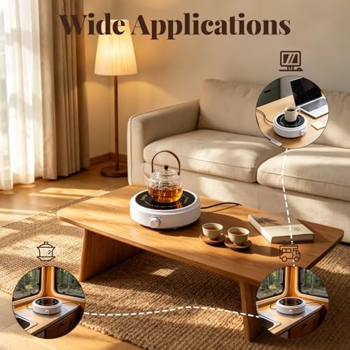 752-932℉ Electric Mini Stove, Portable Hot Plate, Electric Heater with Adjustable Power for Teapot/Kettles/Ceramic/Glass Kettle, Electric Stove for Boiling Water, 2 Setting 400-700w (White) - Image 6