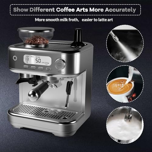 GarveeLife Espresso Machine with Grinder, Professional Coffee and Espresso Maker Combo, Stainless Steel Cafe Espresso Machine with Steam Wand Barista Kit for Cappuccino Latte - Image 5