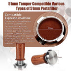 IKAPE 51mm Espresso Coffee Tamper, Spring-loaded Calibrated Tamper with Premium Stainless Steel, Walnut Wooden-Handle Tamper Compatible with All 51mm Espresso Machine Bottomless Portafilter - Image 4
