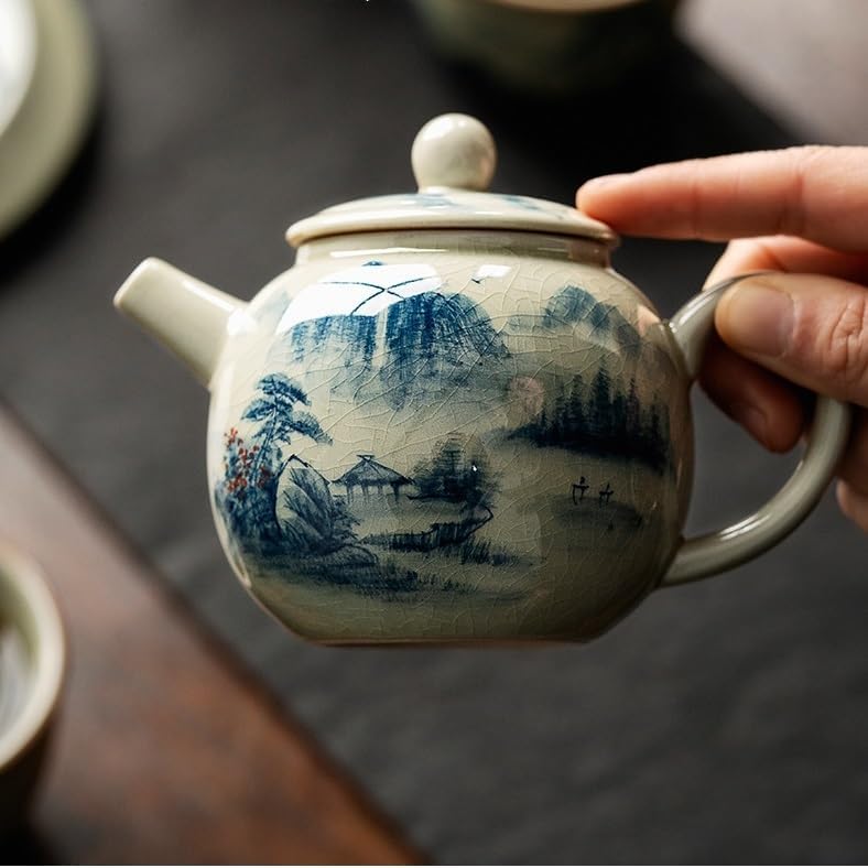 Tea Pots For Loose Tea Old Pottery Clay Retro Teapot For Tea Making Household Ceramic Kung Fu Tea Set Handmade Ice Crack Glaze Small Filter Teapot Tea Infuser Pot - Image 6