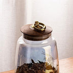 Tea Tin Loose Leaf Tea Canister Household Storage Jar Glass Empty Jar Wooden Lid Tea Storage Sealed Jar Loose Tea Storage Containers - Image 3