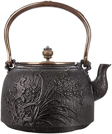 KYUSAR Japanese Cast Iron Teapot Chinese Teapot 1.8L Cast Iron Tea Pots Teapot Craft Old Iron Pot Manual Iron Inside and Outside No Coating Tetsubin Tea Pot by Unknown