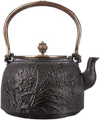 KYUSAR Japanese Cast Iron Teapot Chinese Teapot 1.8L Cast Iron Tea Pots Teapot Craft Old Iron Pot Manual Iron Inside and Outside No Coating Tetsubin Tea Pot by Unknown