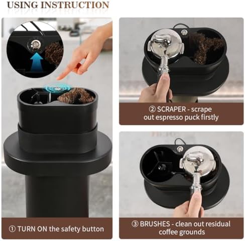 Espresso Portafilter Cleaner Machine Electric - Automatic Portafilters Coffee Puck Sucker Cleaning Brush Machine for Commercial Standing Knock Box Espresso Accessories - Image 5