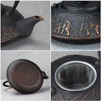 Cast Iron Teapot 1100ML Retro Elephant Japanese Style Classic Cast Iron Tea Kettle Elegant Color&Wonderful Workmanship Durable Construction for Ornament Gift Collection(Size:1100ml) - Image 2