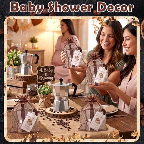 12 Set A Baby Is Brewing Baby Shower Party Favors Aluminum Moka Pot - Image 4