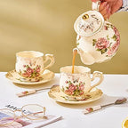 Tea Cups and Saucers Set of 4, 8 Oz (Pink Rose) - Image 5