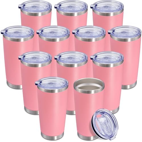 20oz Tumbler Insulated Coffee Tumblers with Lid Stainless Steel Pink 12P by AEPDTD