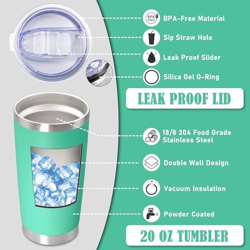 20oz Tumbler Insulated Coffee Tumblers with Lid StainlessSteel LightBlue12P - Image 3