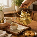 Hammered Brass Tea Kettle 600 ml with Lid, Spout and Traditional Handle - Image 3