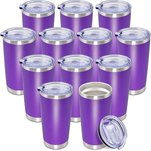 20oz Tumbler Insulated Coffee Tumblers with Lid Stainless Steel Purple 12P by AEPDTD