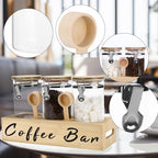 3PCS 54oz Wood Glass Coffee Bean Storage Container with Shelf - Image 3