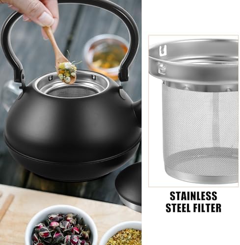Luxshiny Vintage Tea Kettle Stainless Steel Water Kettle with Ergonomic Handle for Stovetop Use Kitchen Tea Pot for Boiling Water Oatmeal and Instant Soup 7.87 X 7.08 X 7.08 in - Image 6