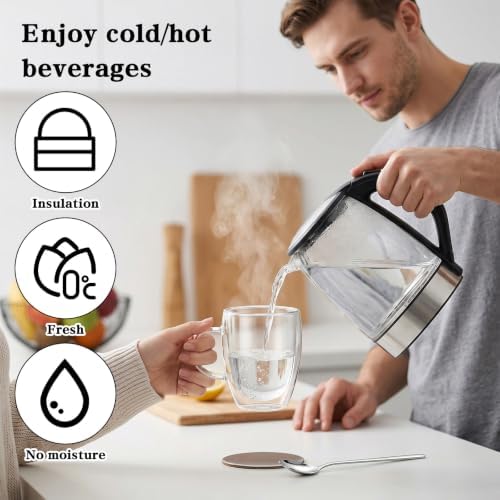 6 Pack Double Walled Glass Coffee Mugs with Handle - Image 4