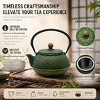 30.4oz Small Cast Iron Tea Kettle Teapot for Stovetop,Green Tea Pot - Image 4